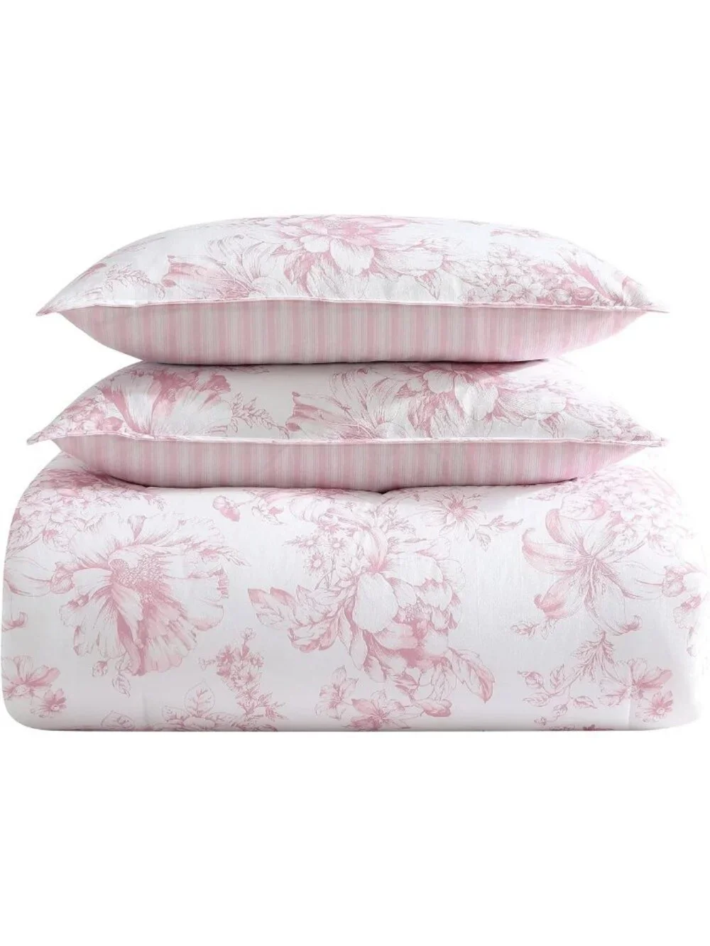 Reversible Twin Comforter Set with Shams, Soft Cotton Bedding, Cozy Home Decor